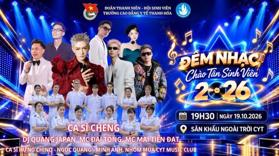 BÙNG NỔ ĐÊM NHẠC CHÀO TÂN SINH VIÊN NĂM 2026 TẠI TRƯỜNG CAO ĐẲNG Y TẾ THANH HÓA